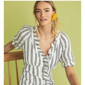 PILCRO RUFFLE-COLLAR BUTTONDOWN DRESS